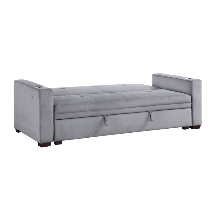Grady Convertible Sofa with Hidden Storage, Cup Holders and Charging Ports in Gray - 9258 - FAMSA Furniture (TX)