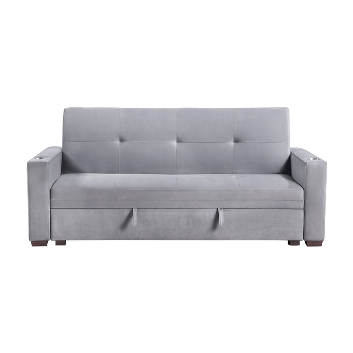 Grady Convertible Sofa with Hidden Storage, Cup Holders and Charging Ports in Gray - 9258 - FAMSA Furniture (TX)