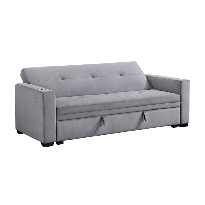 Grady Convertible Sofa with Hidden Storage, Cup Holders and Charging Ports in Gray - 9258 - FAMSA Furniture (TX)