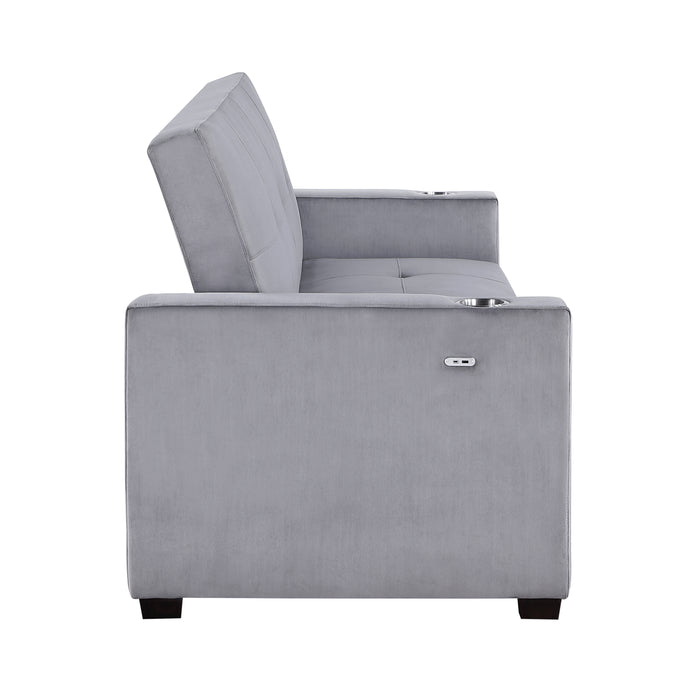 Grady Convertible Sofa with Hidden Storage, Cup Holders and Charging Ports in Gray - 9258 - FAMSA Furniture (TX)