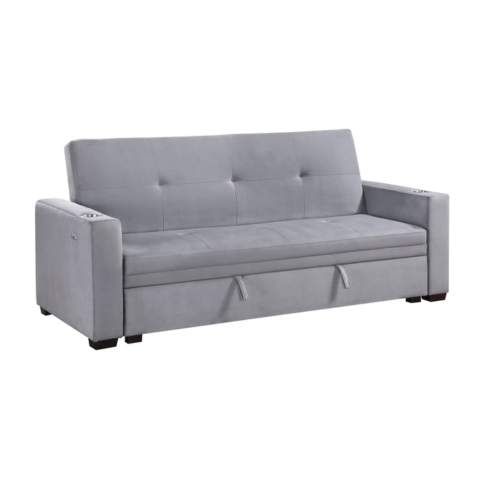 Grady Convertible Sofa with Hidden Storage, Cup Holders and Charging Ports in Gray - 9258 - FAMSA Furniture (TX)