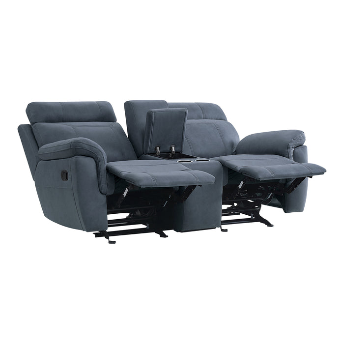 Clifton Double Glider Reclining Loveseat with Center Console in Blue - 9301BUE-2 - FAMSA Furniture (TX)