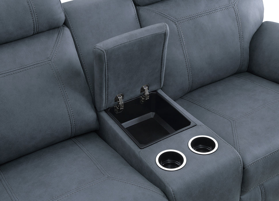 Clifton Double Glider Reclining Loveseat with Center Console in Blue - 9301BUE-2 - FAMSA Furniture (TX)