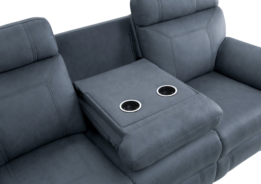 Clifton Double Reclining Sofa with Center Drop-Down Cup Holders in Blue - 9301BUE-3 - FAMSA Furniture (TX)