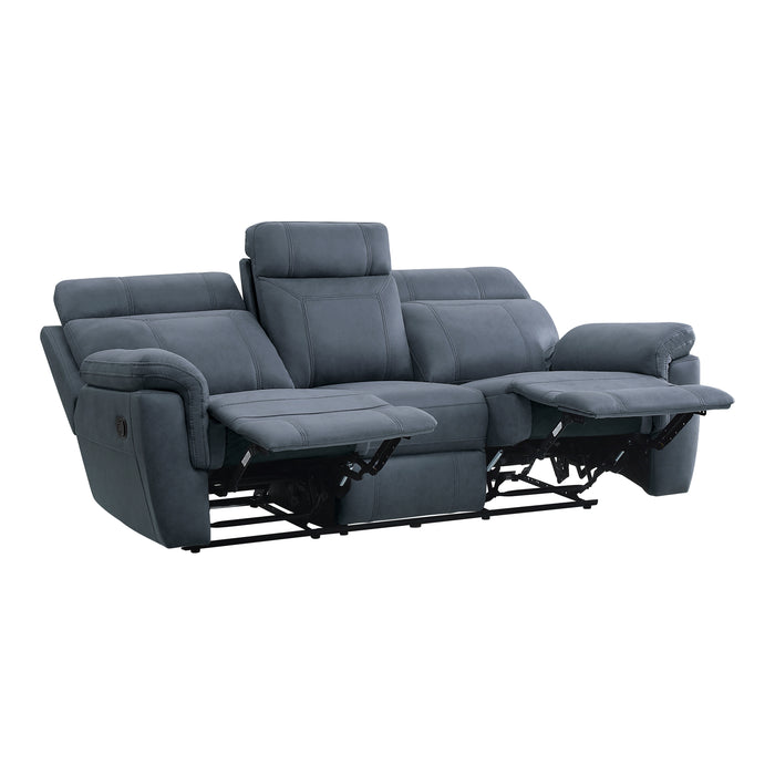 Clifton Double Reclining Sofa with Center Drop-Down Cup Holders in Blue - 9301BUE-3 - FAMSA Furniture (TX)