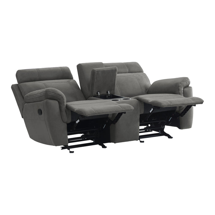 Clifton Double Glider Reclining Loveseat with Center Console in Gray - 9301GRY-2 - FAMSA Furniture (TX)
