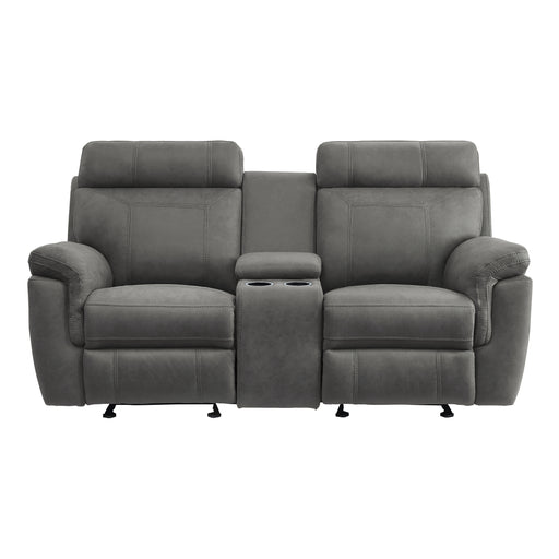 Clifton Double Glider Reclining Loveseat with Center Console in Gray - 9301GRY-2 - FAMSA Furniture (TX)