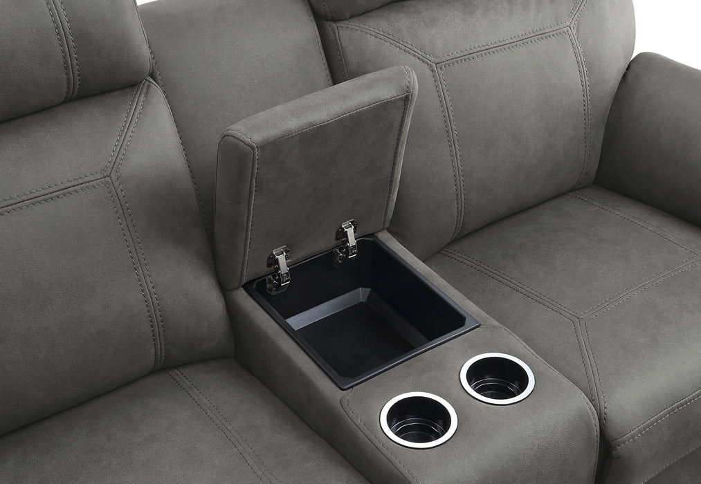 Clifton Double Glider Reclining Loveseat with Center Console in Gray - 9301GRY-2 - FAMSA Furniture (TX)