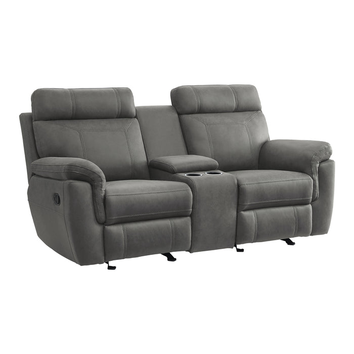 Clifton Double Glider Reclining Loveseat with Center Console in Gray - 9301GRY-2 - FAMSA Furniture (TX)