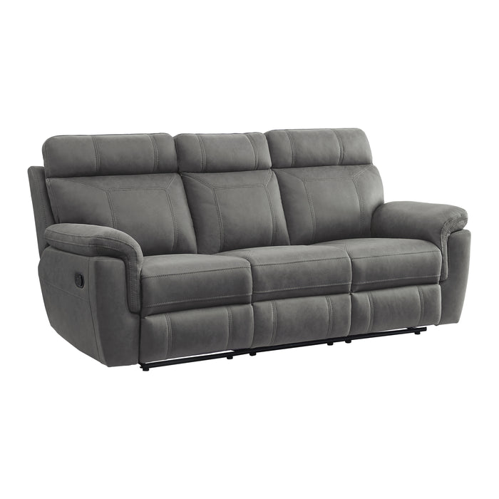 Clifton Double Reclining Sofa with Center Drop-Down Cup Holders in Gray - 9301GRY-3 - FAMSA Furniture (TX)