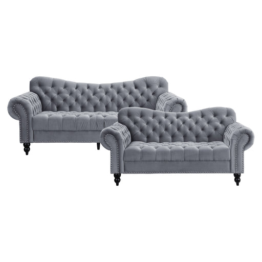 Rosalie 2pc Set: Sofa, Love in Gray - 9330DG*2 - FAMSA Furniture (TX)