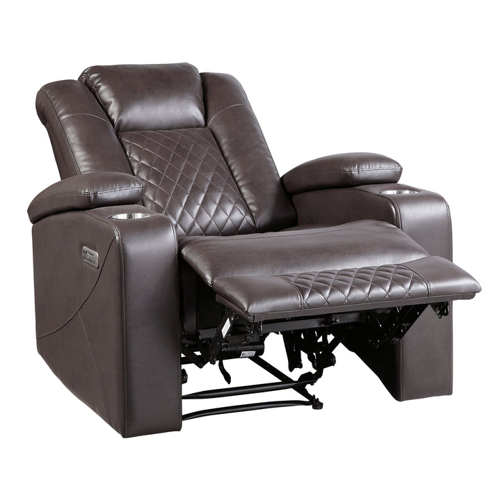 Caelan Power Reclining Chair with Power Headrest, Cup holders and Storage Arms in Brown - 9366DB-1PWH - FAMSA Furniture (TX)