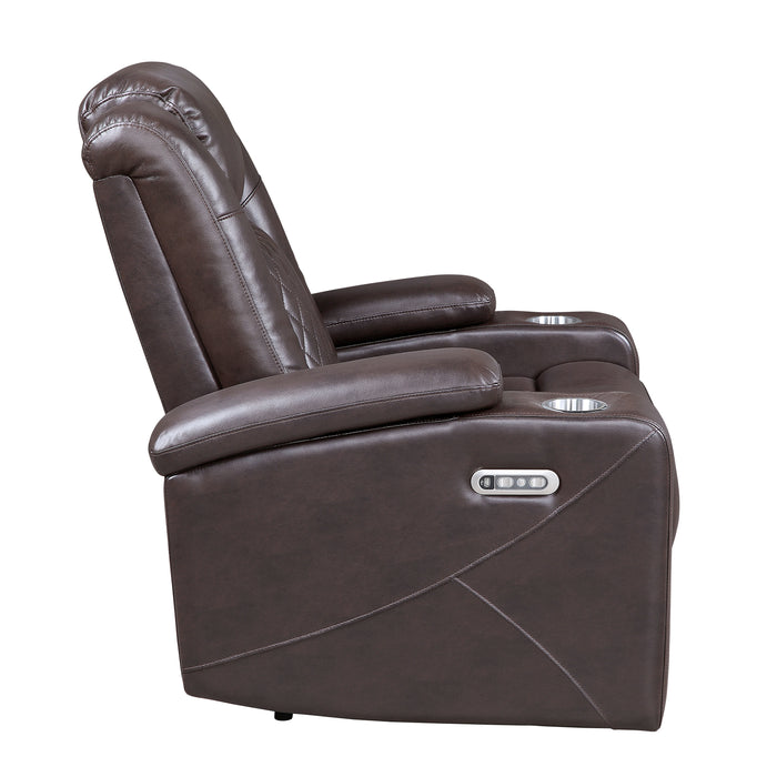 Caelan Power Reclining Chair with Power Headrest, Cup holders and Storage Arms in Brown - 9366DB-1PWH - FAMSA Furniture (TX)