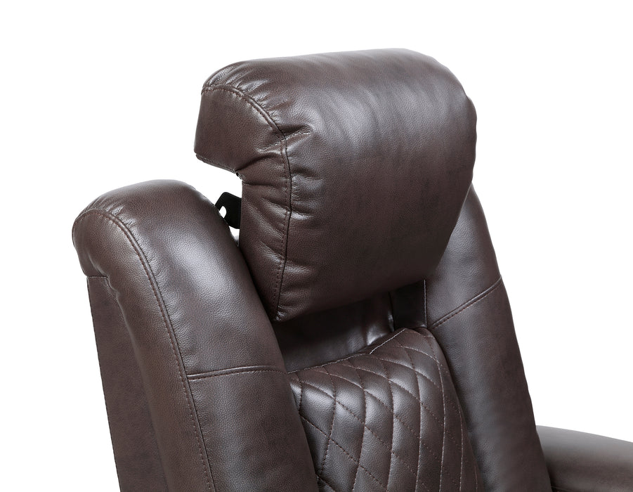 Caelan Power Reclining Chair with Power Headrest, Cup holders and Storage Arms in Brown - 9366DB-1PWH - FAMSA Furniture (TX)