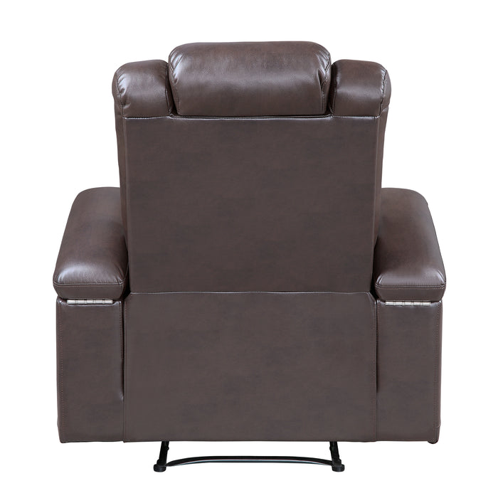 Caelan Power Reclining Chair with Power Headrest, Cup holders and Storage Arms in Brown - 9366DB-1PWH - FAMSA Furniture (TX)