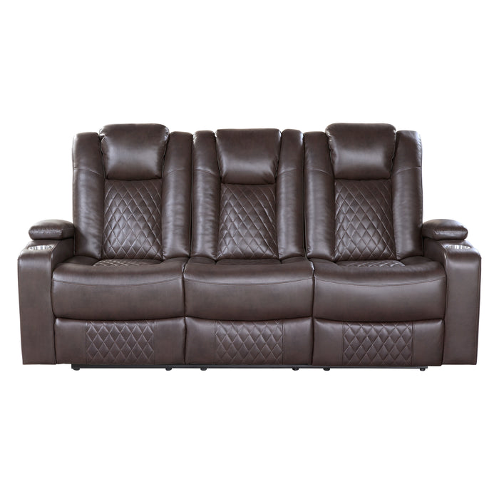 Caelan 2pc Set: Sofa, Love (Power) in Brown - 9366DB*2PWH - FAMSA Furniture (TX)