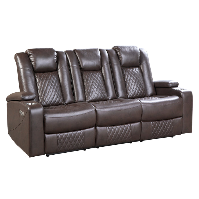 Caelan 2pc Set: Sofa, Love (Power) in Brown - 9366DB*2PWH - FAMSA Furniture (TX)