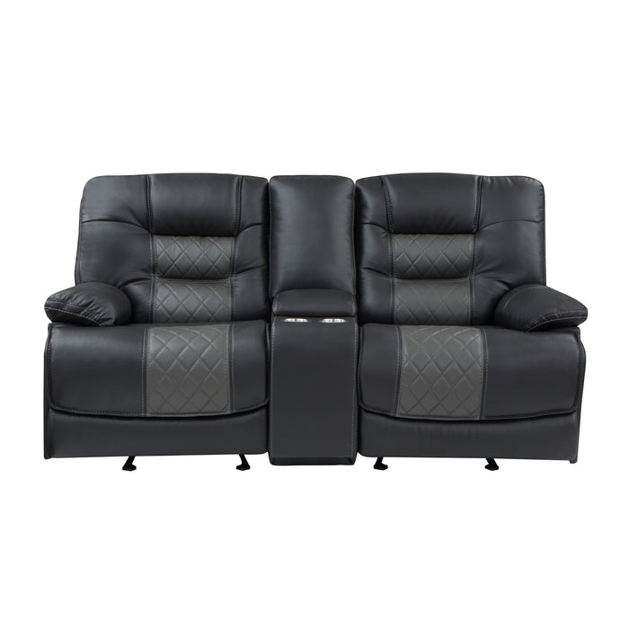 Fabian Double Glider Reclining Loveseat with Center Console, Receptacles and USB Ports in Gray - 9388GRY-2 - FAMSA Furniture (TX)