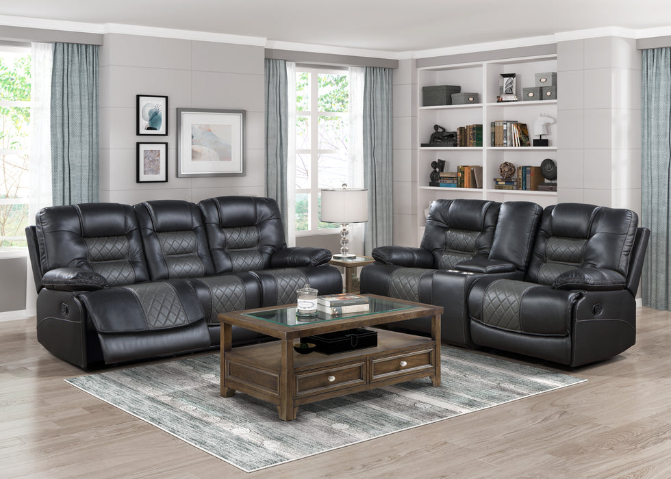 Fabian Double Glider Reclining Loveseat with Center Console, Receptacles and USB Ports in Gray - 9388GRY-2 - FAMSA Furniture (TX)