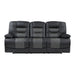 Fabian Double Reclining Sofa with Center Drop-Down Cup Holders, Receptacles and USB Ports in Gray - 9388GRY-3 - FAMSA Furniture (TX)