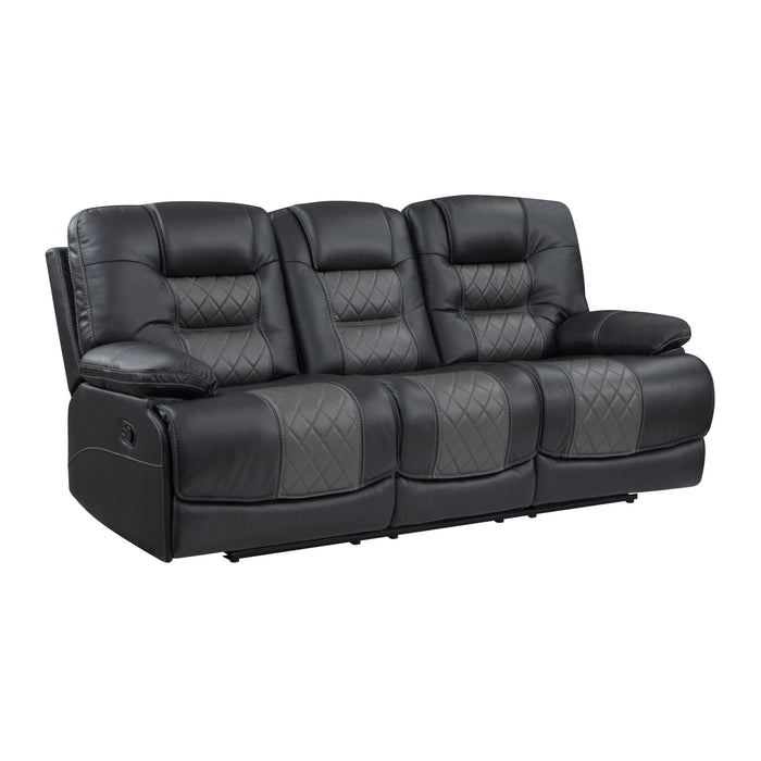 Fabian Double Reclining Sofa with Center Drop-Down Cup Holders, Receptacles and USB Ports in Gray - 9388GRY-3 - FAMSA Furniture (TX)