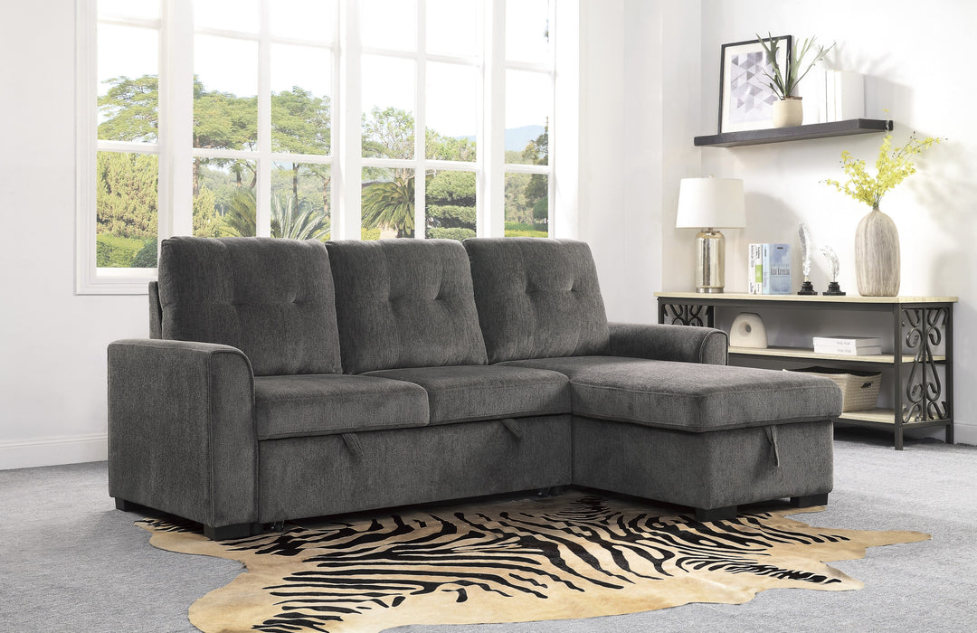 Carolina 2-Piece Reversible Sectional with Pull-out Bed and Hidden Storage in Gray - 9402DGY*SC - FAMSA Furniture (TX)