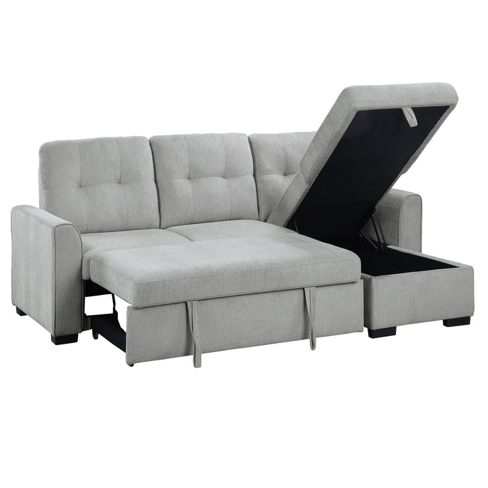 Carolina 2-Piece Reversible Sectional with Pull-out Bed and Hidden Storage in Gray - 9402GRY*SC - FAMSA Furniture (TX)
