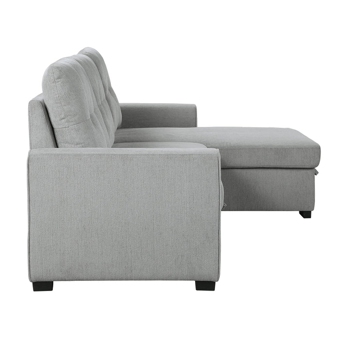 Carolina 2-Piece Reversible Sectional with Pull-out Bed and Hidden Storage in Gray - 9402GRY*SC - FAMSA Furniture (TX)