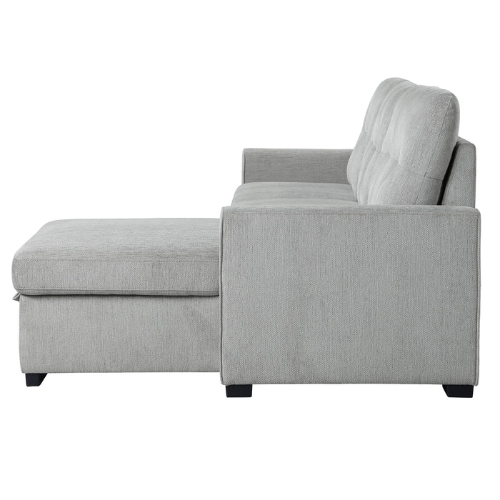 Carolina 2-Piece Reversible Sectional with Pull-out Bed and Hidden Storage in Gray - 9402GRY*SC - FAMSA Furniture (TX)