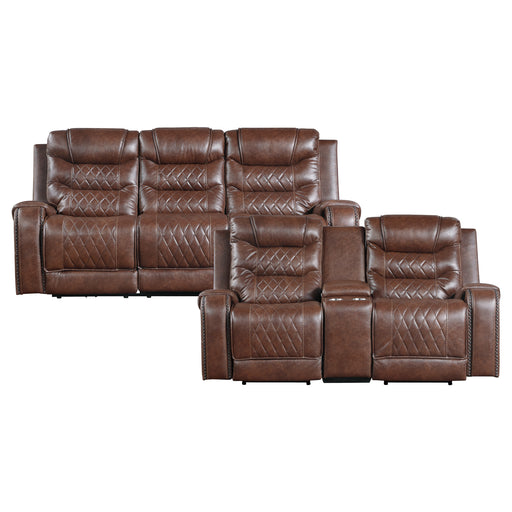 Putnam 2pc Set: Sofa, Love (Power) in Brown - 9405BR*2PW - FAMSA Furniture (TX)