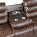 Putnam Double Reclining Sofa with Center Drop-Down Cup Holders, Receptacles and USB Ports in Brown - 9405BR-3 - FAMSA Furniture (TX)