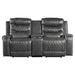 Putnam Power Double Reclining Loveseat with Center Console, Receptacles and USB Ports in Gray - 9405GY-2PW - FAMSA Furniture (TX)
