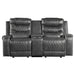 Putnam Double Glider Reclining Loveseat with Center Console, Receptacles and USB Port in Gray - 9405GY-2 - FAMSA Furniture (TX)