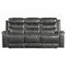 Putnam Power Double Reclining Sofa with Center Drop-Down Cup Holders, Receptacles and USB Ports in Gray - 9405GY-3PW - FAMSA Furniture (TX)