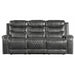 Putnam Double Reclining Sofa with Center Drop-Down Cup Holders, Receptacles and USB Ports in Gray - 9405GY-3 - FAMSA Furniture (TX)