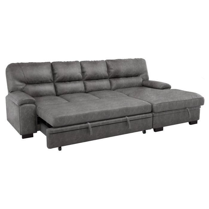 Michigan 2-Piece Sectional with Pull-out Bed and Right Chaise with Hidden Storage in Gray - 9407DG*2RC3L - FAMSA Furniture (TX)