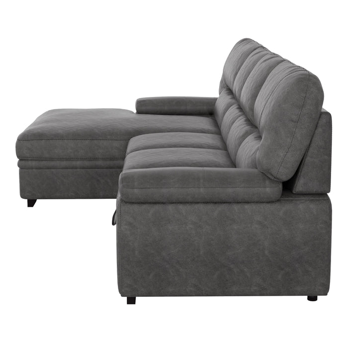 Michigan 2-Piece Sectional with Pull-out Bed and Left Chaise with Hidden Storage in Gray - 9407DG*2LC3R - FAMSA Furniture (TX)
