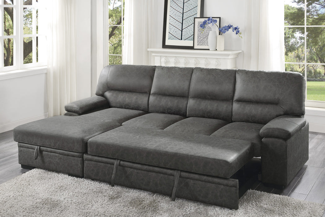 Michigan 2-Piece Sectional with Pull-out Bed and Left Chaise with Hidden Storage in Gray - 9407DG*2LC3R - FAMSA Furniture (TX)