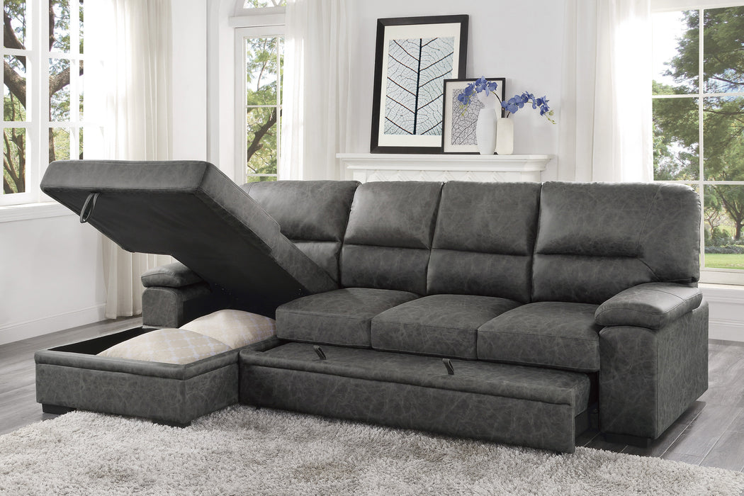 Michigan 2-Piece Sectional with Pull-out Bed and Left Chaise with Hidden Storage in Gray - 9407DG*2LC3R - FAMSA Furniture (TX)