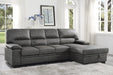 Michigan 2-Piece Sectional with Pull-out Bed and Right Chaise with Hidden Storage in Gray - 9407DG*2RC3L - FAMSA Furniture (TX)