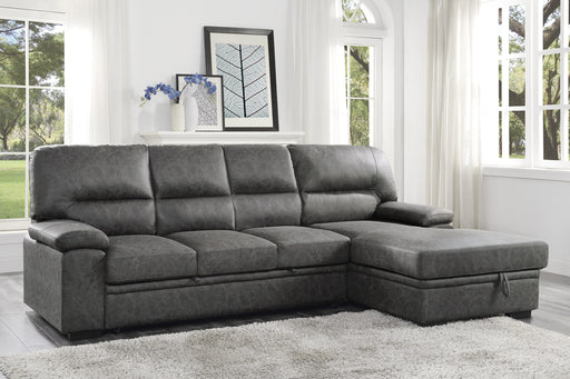 Michigan 2-Piece Sectional with Pull-out Bed and Right Chaise with Hidden Storage in Gray - 9407DG*2RC3L - FAMSA Furniture (TX)