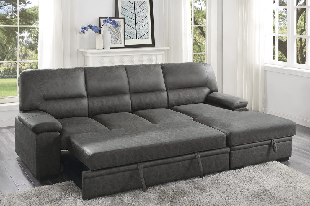 Michigan 2-Piece Sectional with Pull-out Bed and Right Chaise with Hidden Storage in Gray - 9407DG*2RC3L - FAMSA Furniture (TX)