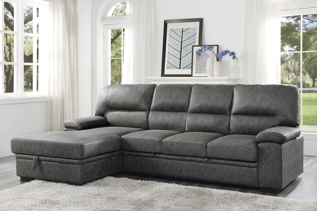 Michigan 2-Piece Sectional with Pull-out Bed and Left Chaise with Hidden Storage in Gray - 9407DG*2LC3R - FAMSA Furniture (TX)