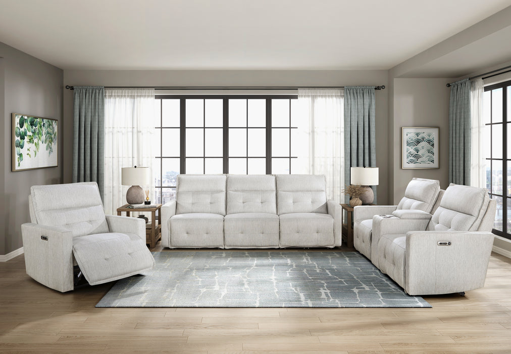 Salida (3)Power Double Reclining Loveseat with Center Console and Power Headrests in White - 9444HMP-2CNPWH* - FAMSA Furniture (TX)