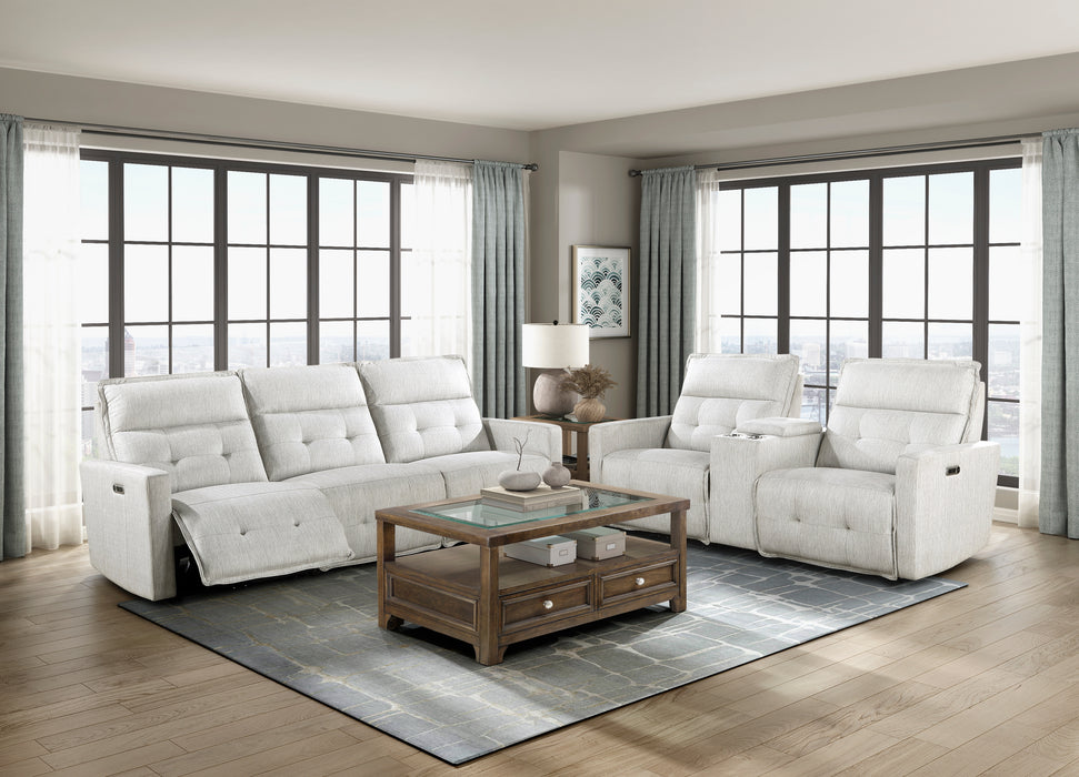 Salida (3)Power Double Reclining Loveseat with Center Console and Power Headrests in White - 9444HMP-2CNPWH* - FAMSA Furniture (TX)