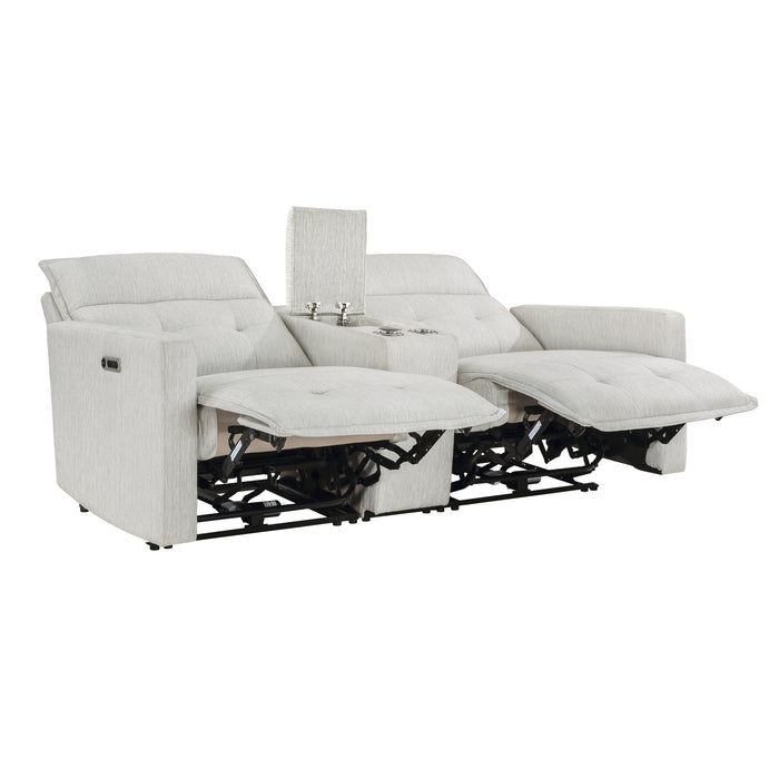 Salida (3)Power Double Reclining Loveseat with Center Console and Power Headrests in White - 9444HMP-2CNPWH* - FAMSA Furniture (TX)
