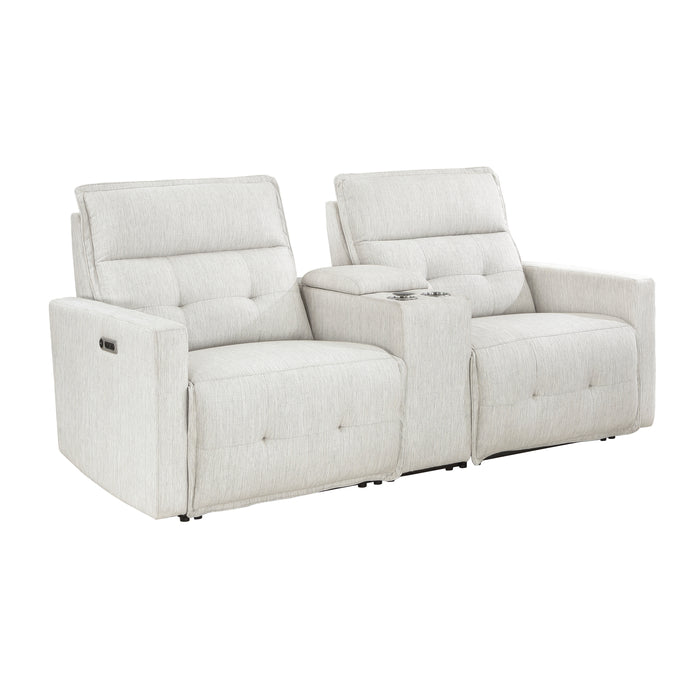 Salida (3)Power Double Reclining Loveseat with Center Console and Power Headrests in White - 9444HMP-2CNPWH* - FAMSA Furniture (TX)