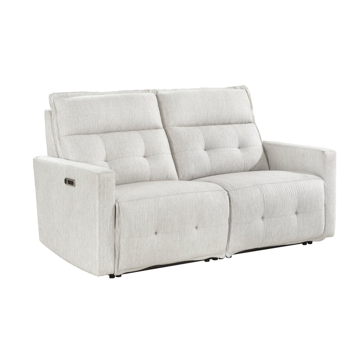 Salida (2)Power Double Reclining Loveseat with Power Headrests in White - 9444HMP-2PWH* - FAMSA Furniture (TX)