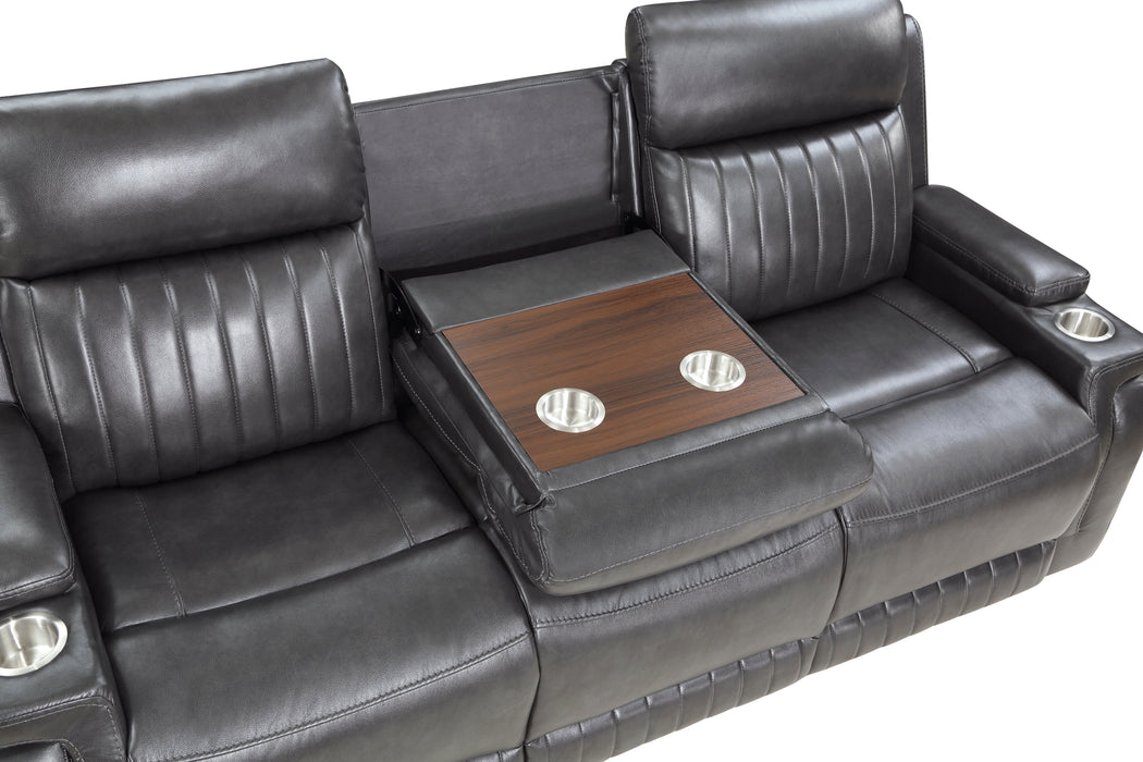 Broomfield Double Reclining Sofa with Drop-Down Cup Holder in Gray - 9456DG-3 - FAMSA Furniture (TX)