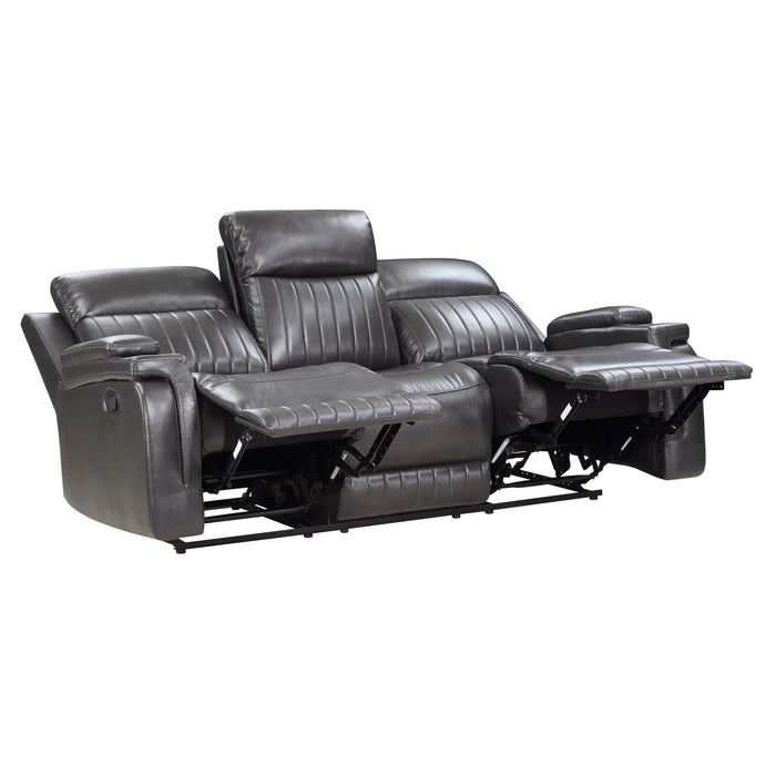Broomfield Double Reclining Sofa with Drop-Down Cup Holder in Gray - 9456DG-3 - FAMSA Furniture (TX)